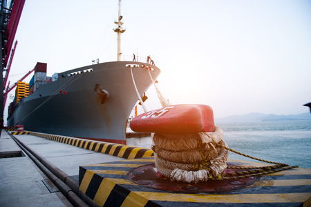 Cargo ship in the harborの写真素材