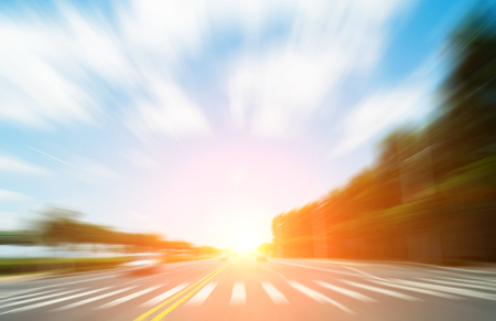 straight road and sky in the city.の写真素材