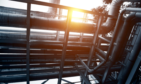 Steel pipelines in a industrial zone.の写真素材