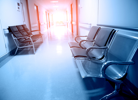 Chairs in the hospital hallway.  hospital interiorのeditorial素材