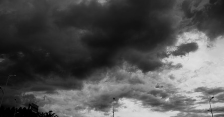 Background of dark clouds before a thunder-stormの写真素材