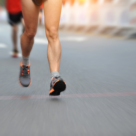 running feet of marathon racers.の写真素材