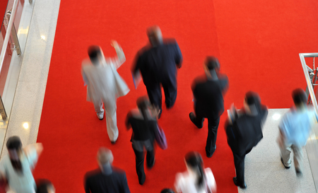 Moving crowd  in a international exhibition. motion blurのeditorial素材