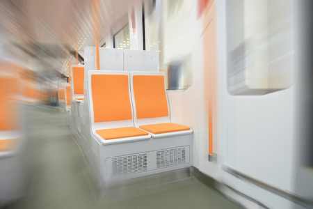 Interior of a modern subway carのeditorial素材