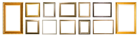 Set of vintage picture frame against white backgroundの写真素材