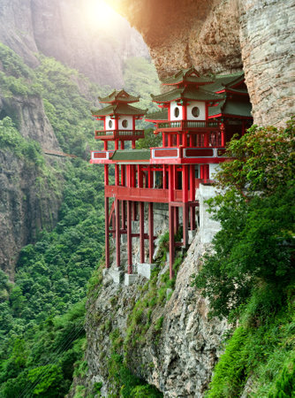 The temple is located in the mountainside, fujian province, Chinaの写真素材