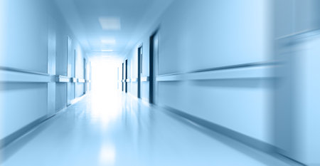 Interior of hospital research lab hallwayの写真素材