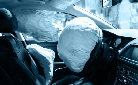 Modern car showing airbag insideの写真素材