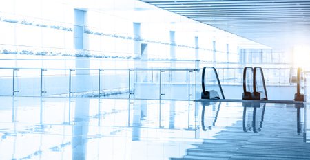 Escalator in the new modern buildingの写真素材