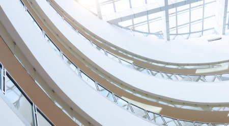 Interior of modern building with low angle viewの写真素材