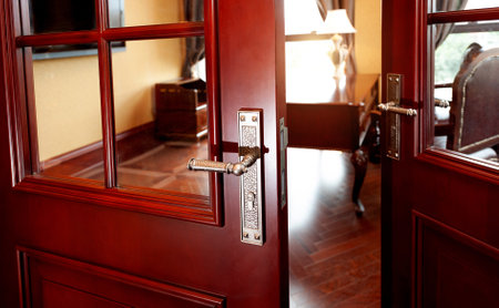 Half opened door to the officeの写真素材