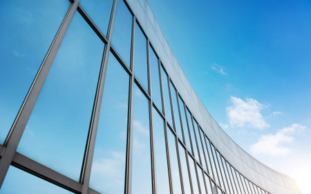 Glass wall on modern office building