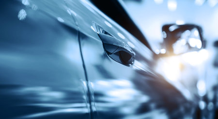 Detail view of a luxury car
