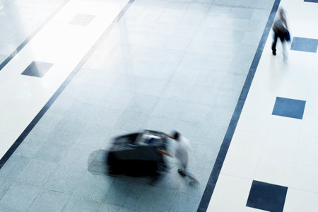 Top view of cleaner washing floor with special machineの写真素材