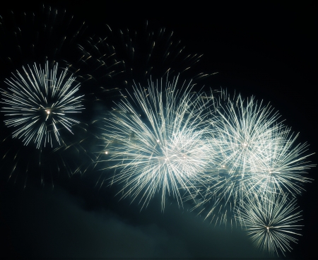 Colorful fireworks of various colors over night sky の写真素材