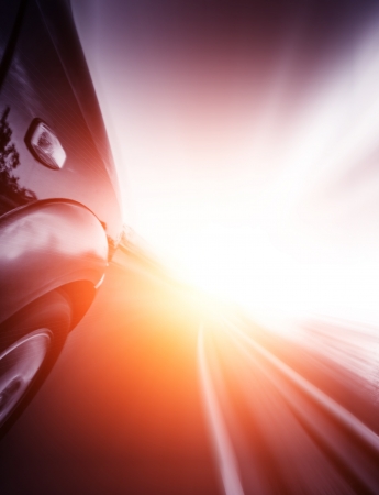 car on the road with motion blur background. の写真素材