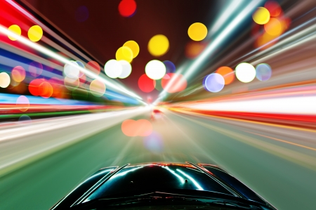 car on the road with motion blur background. の写真素材