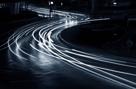 the light trails on the steet in shanghai chinaの写真素材