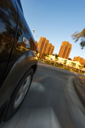 car on the road with motion blur background.の写真素材