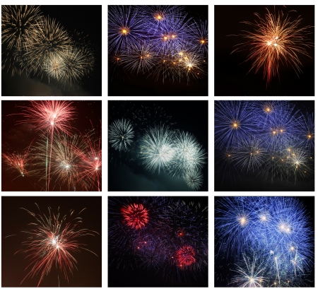 Fireworks on the black sky - the celebration conceptの写真素材