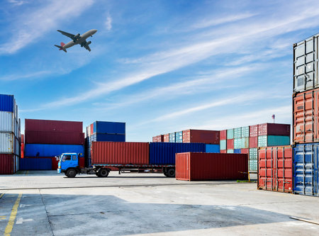 industrial port with containers