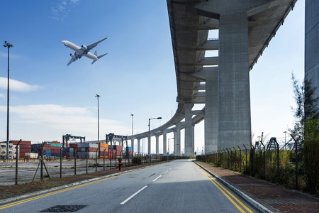 Stonecutters Bridge and the Tsing sha highwayの写真素材