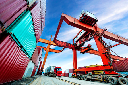 industrial port with containers