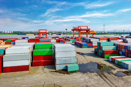 industrial port with containers