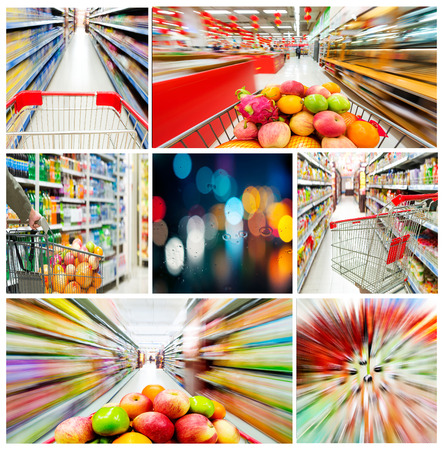 Supermarkets and urban shopping concept Photosの写真素材