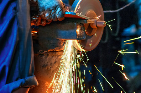metal sawing close up