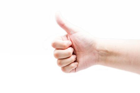 woman hand on white background 