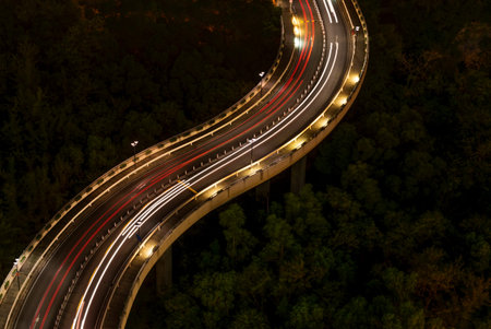 the light trails on the steet in shanghai china.の写真素材