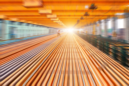 Steel pipes on the rackの写真素材