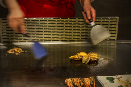 Close up to teppanyakiの写真素材