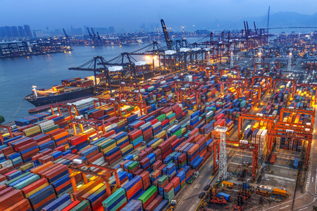 industrial port with containers industrial port with containers