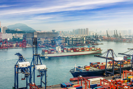 industrial port with containers
