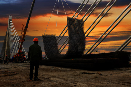 construction worker on construction siteの写真素材