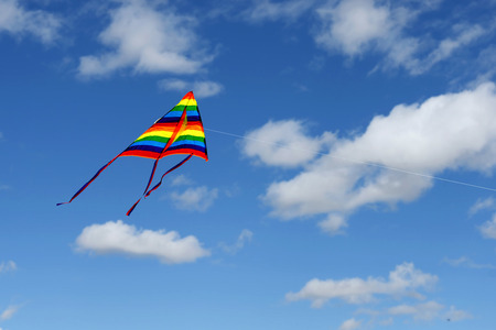 colorful kite flying in the skyの写真素材