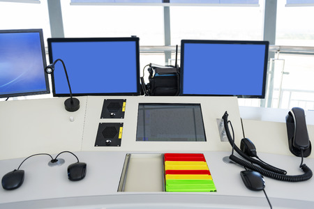 Modern electronic technology inside the control roomの写真素材