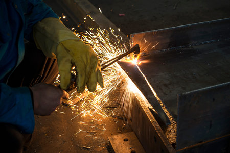 metal sawing close up