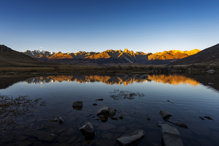 Yading national reserve in Daocheng County, in the southwest of Sichuan Province, China.の写真素材