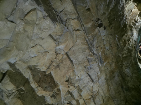 Inside of a cave in a rock formation in the mountains of the Caucasusの写真素材