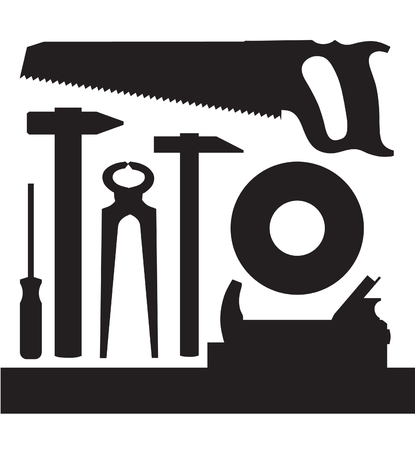images silhouettes of several kinds of toolsのイラスト素材