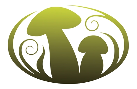 Vignette with mushrooms for application in the book drawing and registrationのイラスト素材