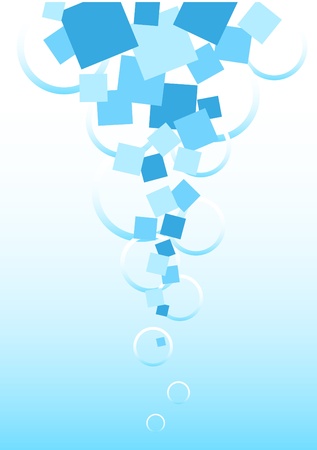Abstract background with blue squares and circlesのイラスト素材
