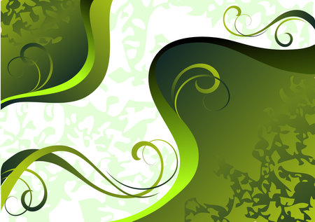 Abstract background in a green tonality with decorative curlsのイラスト素材