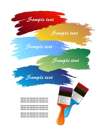 Flat brush leaving trace on white wall vectorのイラスト素材