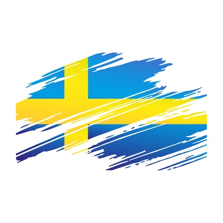 Flag Sweden in the form traces brush isolated のイラスト素材
