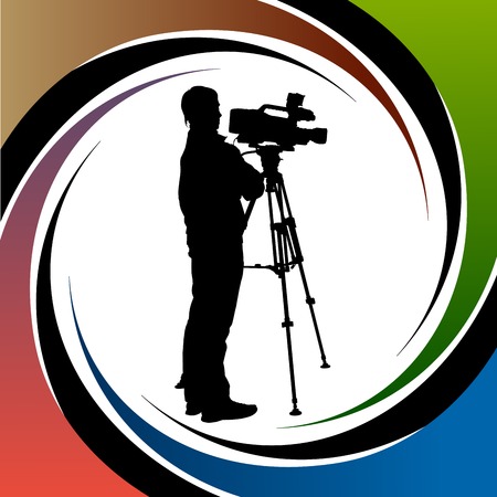Cameraman at work silhouettesのイラスト素材
