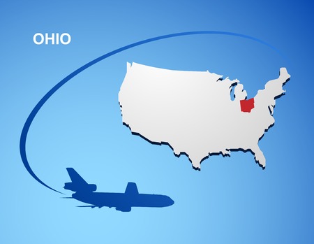 Ohio on USA mapのイラスト素材